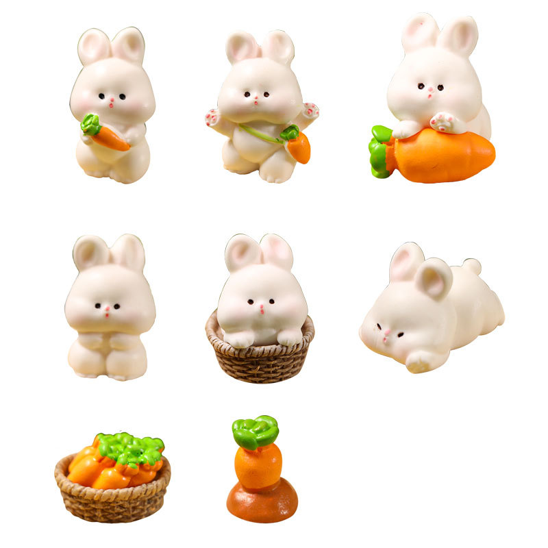 Micro landscape cute animal cartoon bunny carrot room cute rabbit gardening resin jewelry accessories rabbit year decoration