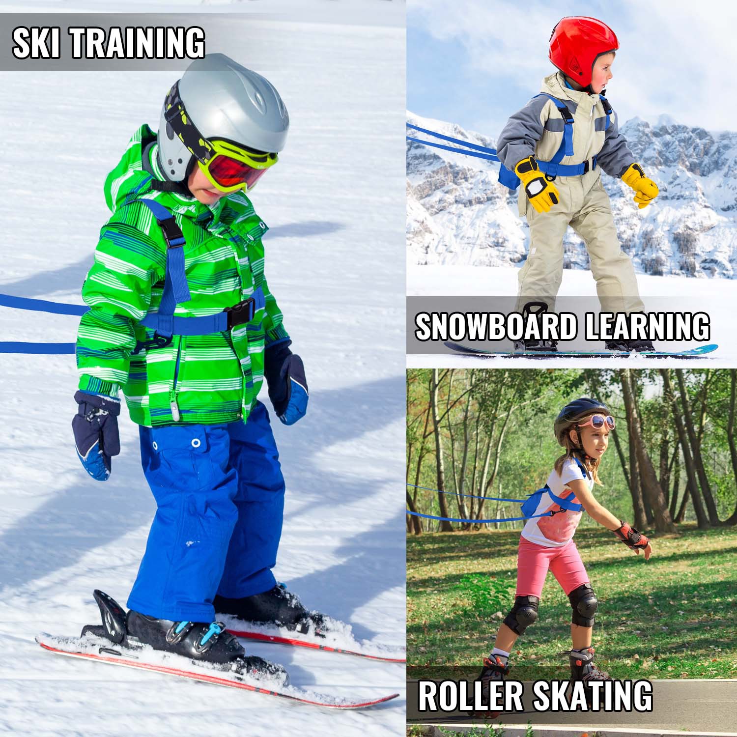 New Amazon Children's skiing safety training belt skating anti-fall traction belt beginner skiing auxiliary traction safety