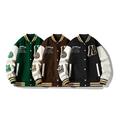 Fashionable Brand Cotton Jacket Men's Autumn and Winter New Couple Clothes Loose Baseball Suit American Fashionable Embroidered Leather Jacket for Men