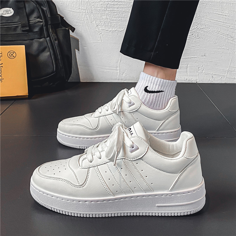 Sneakers men's autumn new leather breathable sports casual shoes all-matching trendy all-matching white shoes for teenagers and students
