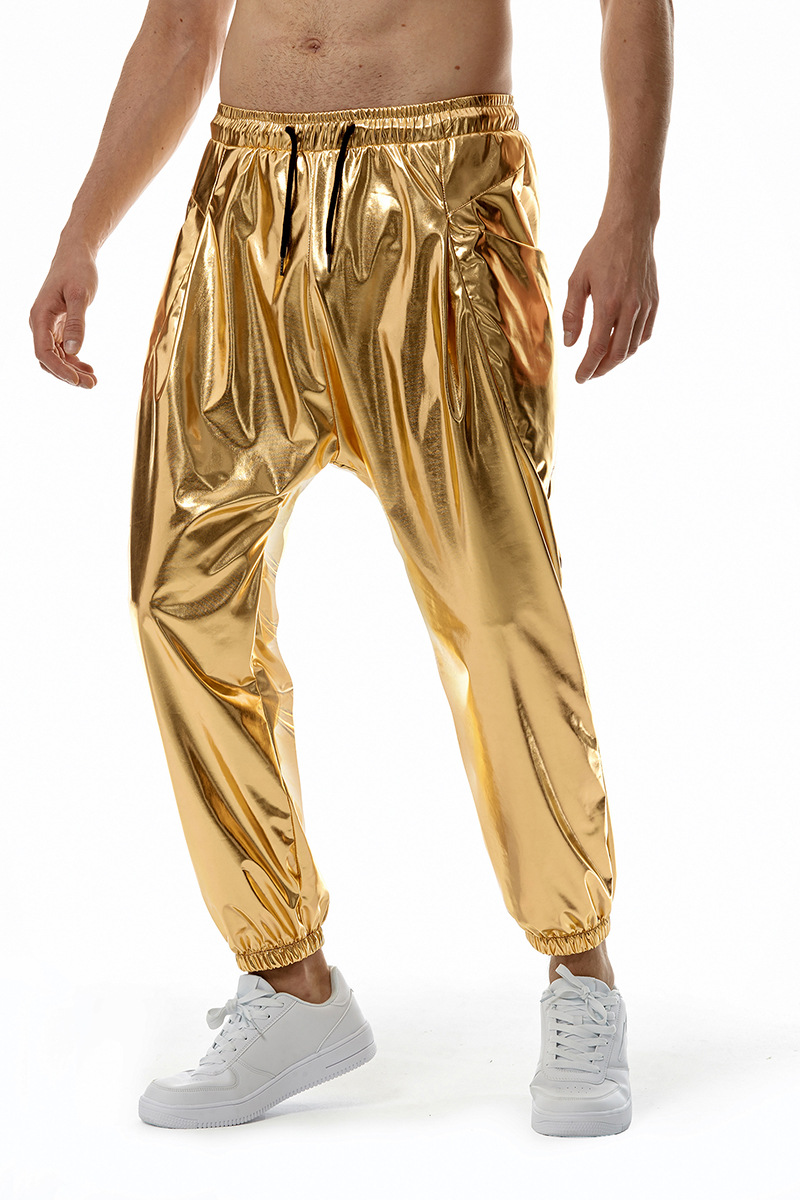 Amazon Men's Metallic Shiny Jogging Sweatpants Disco Party Stretch Trousers K55