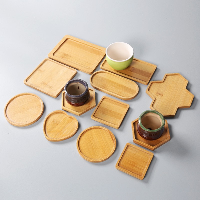 Cross-border Bamboo Coaster Placemat Flower Pot Mat Round Rectangular Shaped Multi-size Tea Coaster DIY Coaster