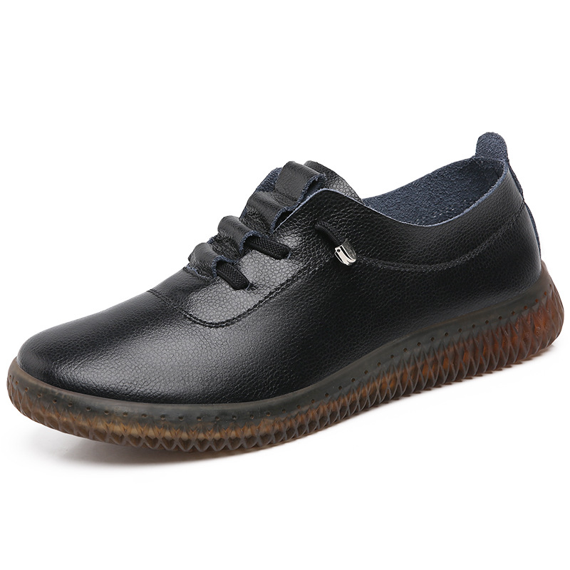 Women's white shoes with tendon sole cowhide comfortable soft bottom flat shoes for pregnant women fleece-lined casual women's casual shoes
