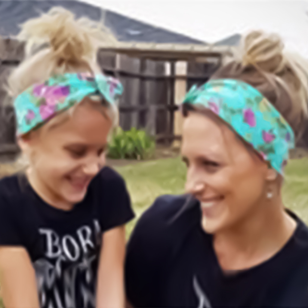 European and American New Flower Printed Parent-child Baby Hair Accessories Headwear Children's Printed Knot Rabbit Ears Hair Band 7 Colors