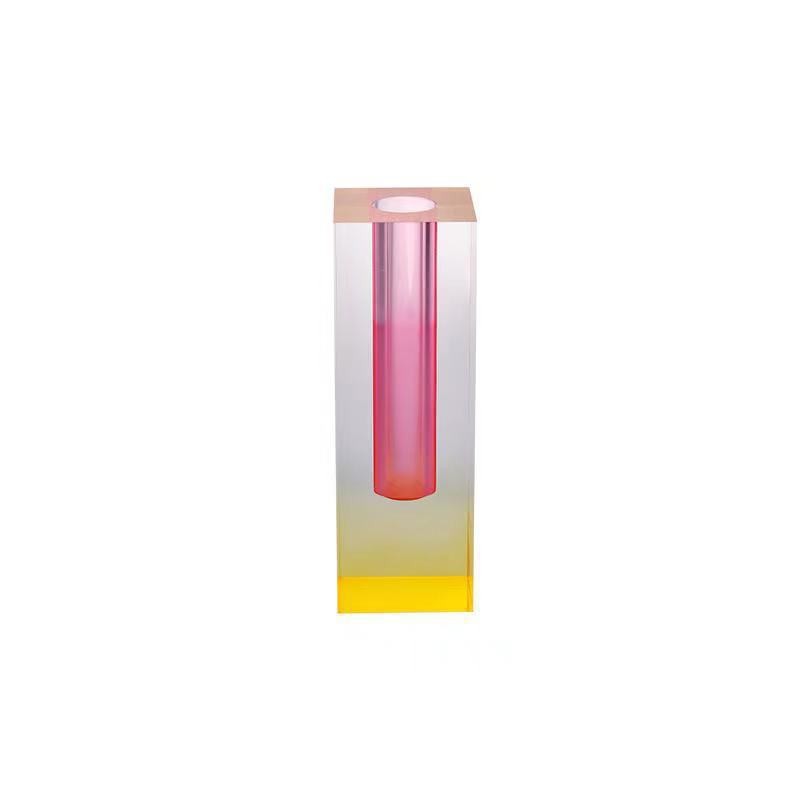 Simple Nordic ins Acrylic Gradient Vase Square Column Glass Bubble Flower Flower Arrange Hydroponic