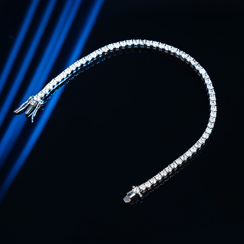 2.5mm6分莫桑ドリルブレスレットins小衆デザイン2023新型シンプル純銀軽贅沢女性誕生日プレゼント|undefined