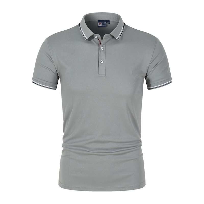 2021 cross-border new pure color men's polo shirt foreign trade plus size light board stand collar T-shirt European and American loose short sleeve fashion