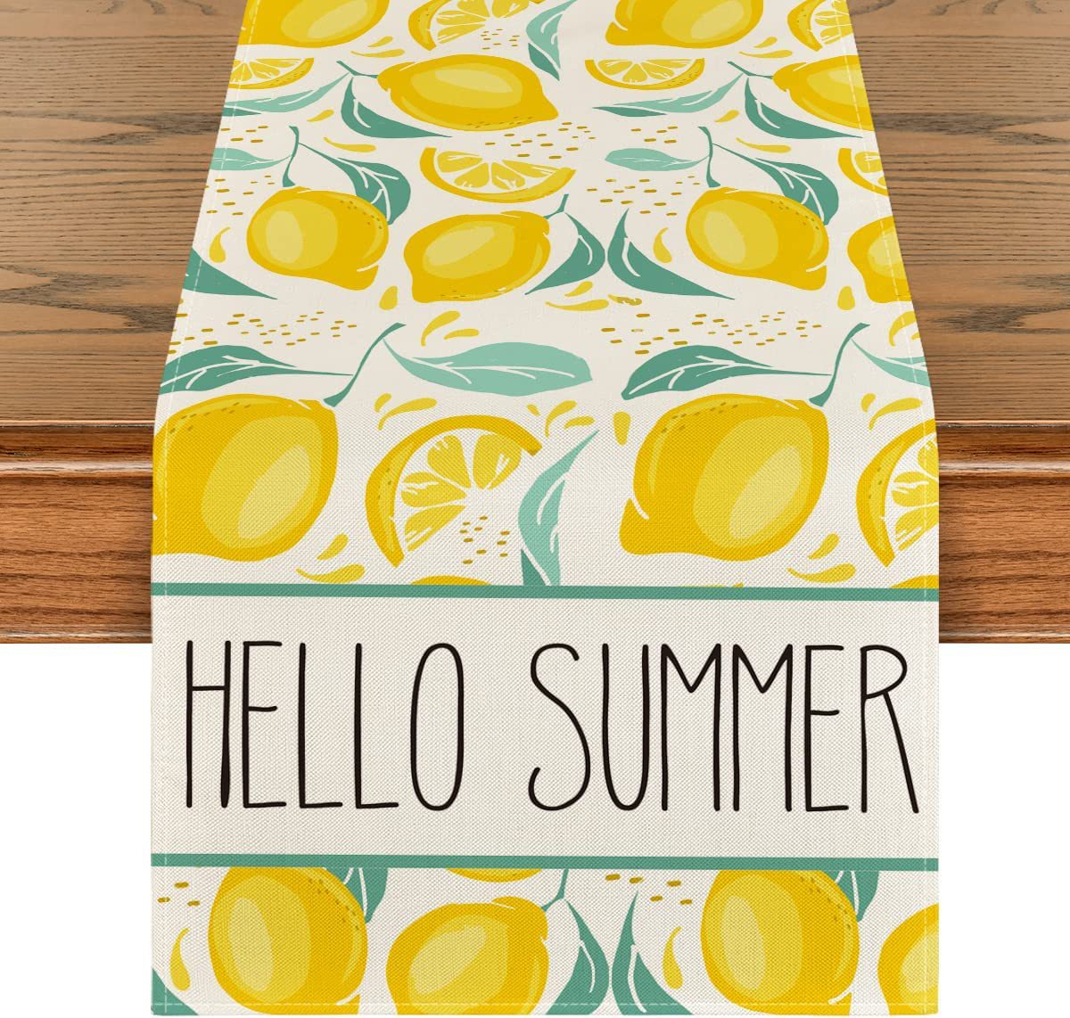 Linen Table Runner Pastoral Flower Lemon Summer Home Dining Table Outdoor Decoration Printed Tablecloth Table Runner