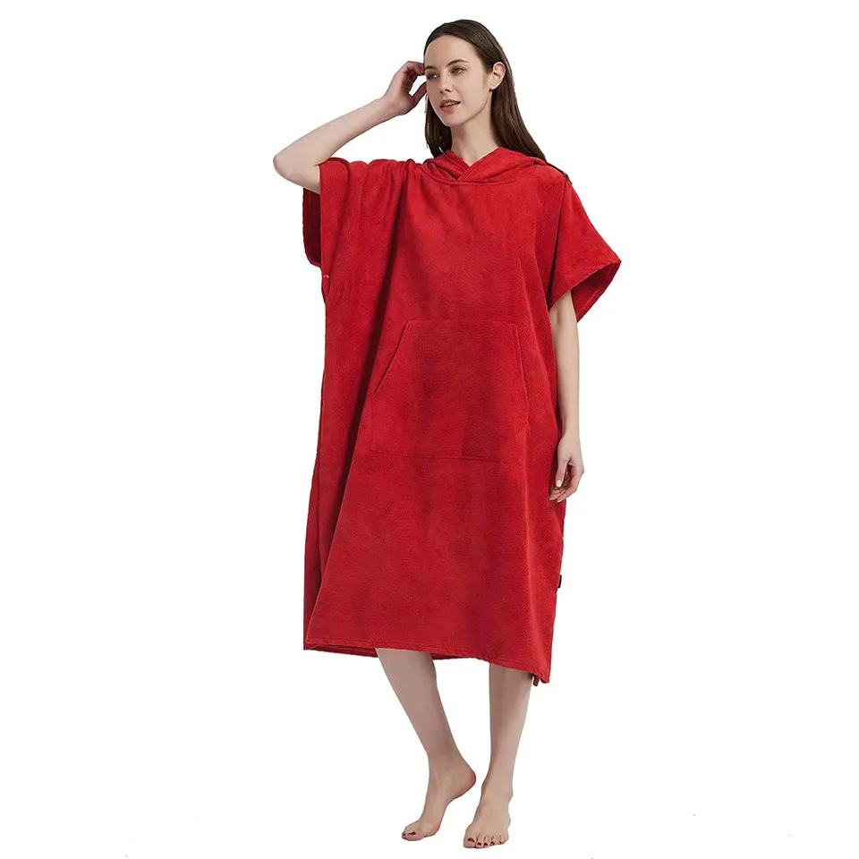 Microfiber Hooded Poncho Absorbent Quick-drying Bathrobe Swimming Wearing Bath Towel Adult Changing Bathrobe Beach Towel