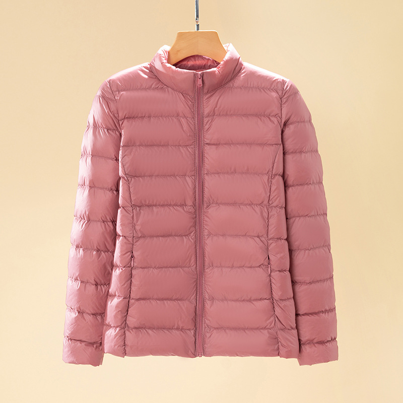 Light Down Jacket Women's Short 2024 Fall/Winter Korean Style New Vertical Collar plus size Light White Duck Down Jacket Anti-Season Trendy