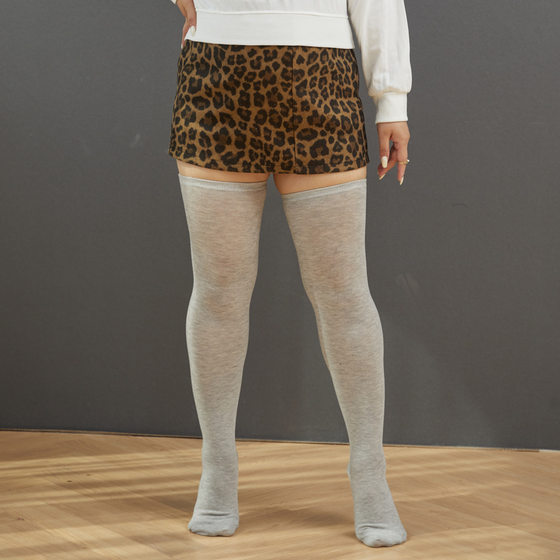 Fat sister plus size plus fat stockings knee socks cotton 180kg black autumn Europe and the United States large size