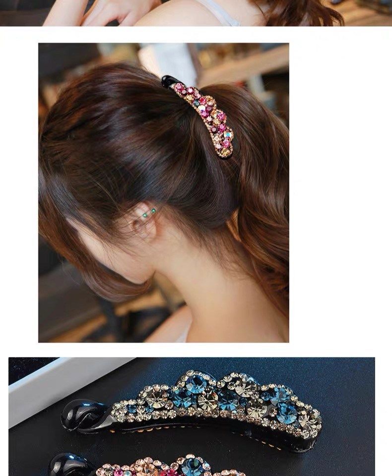 Korean Banana Clip Vertical Clip Pontail Clip Hair Clip Small Non-Slip Vertical Clip Rhinestone Hair Accessories Japanese and Korean Style Large Hair _voghion.com