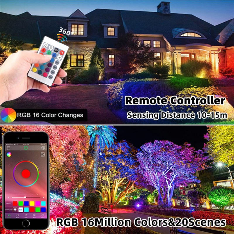Zhongshan factory LED plug light smart Bluetooth colorful tree landscape light 1 drag 6 RF remote control RGB lawn light