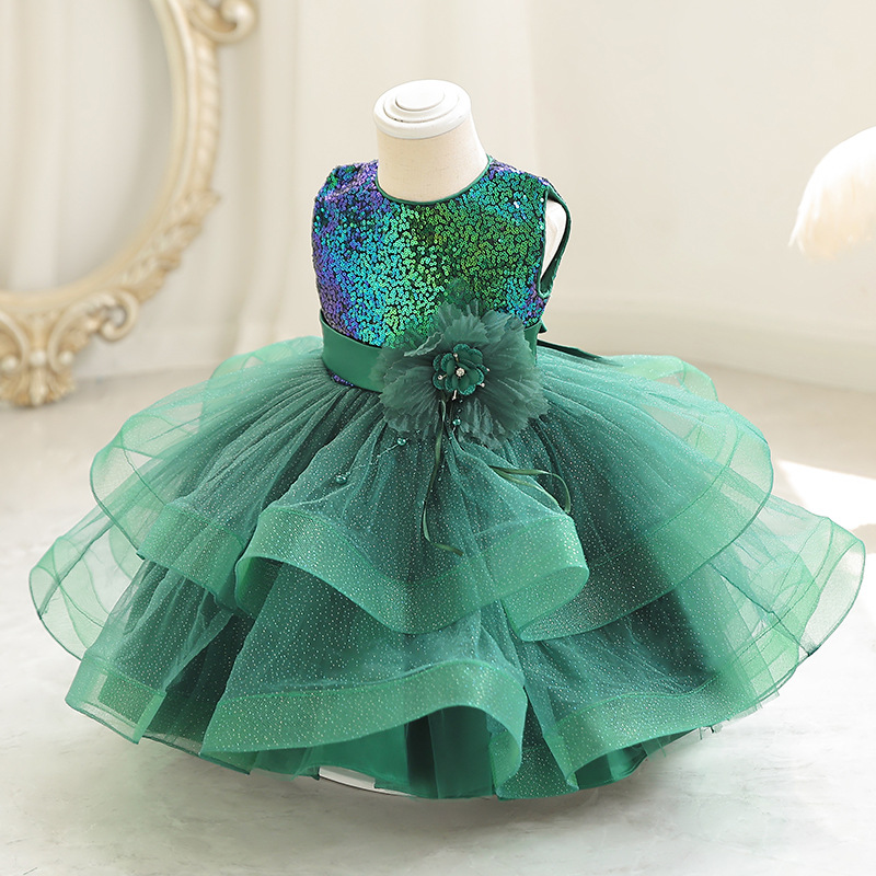 Amazon child dress, ballgown cake skirt, flower child wedding banquet princess dress, stage performance, children's evening dress, summer