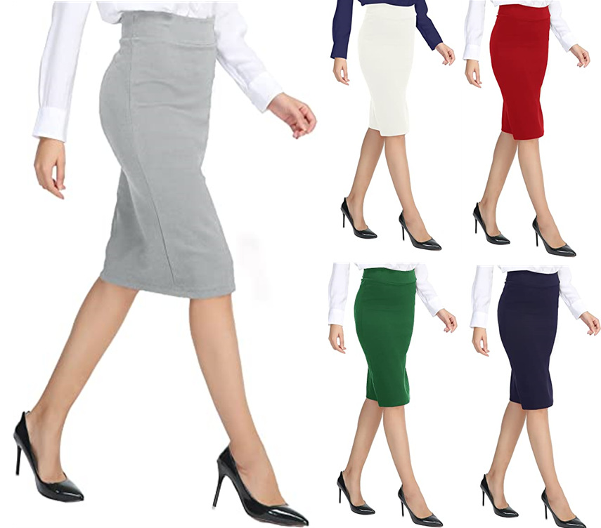 2024 Amazon New European and American Cross-border Double Hip Skirt Business Wear High Waist A- line Skirt Foreign Trade Women's Clothing