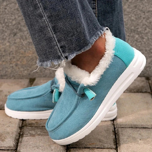 Winter New Thick-soled Snow Boots Women's Fleece-lined Thickened Mao Mao Warm Large Size Cross-border Sewing Cotton Shoes Women
