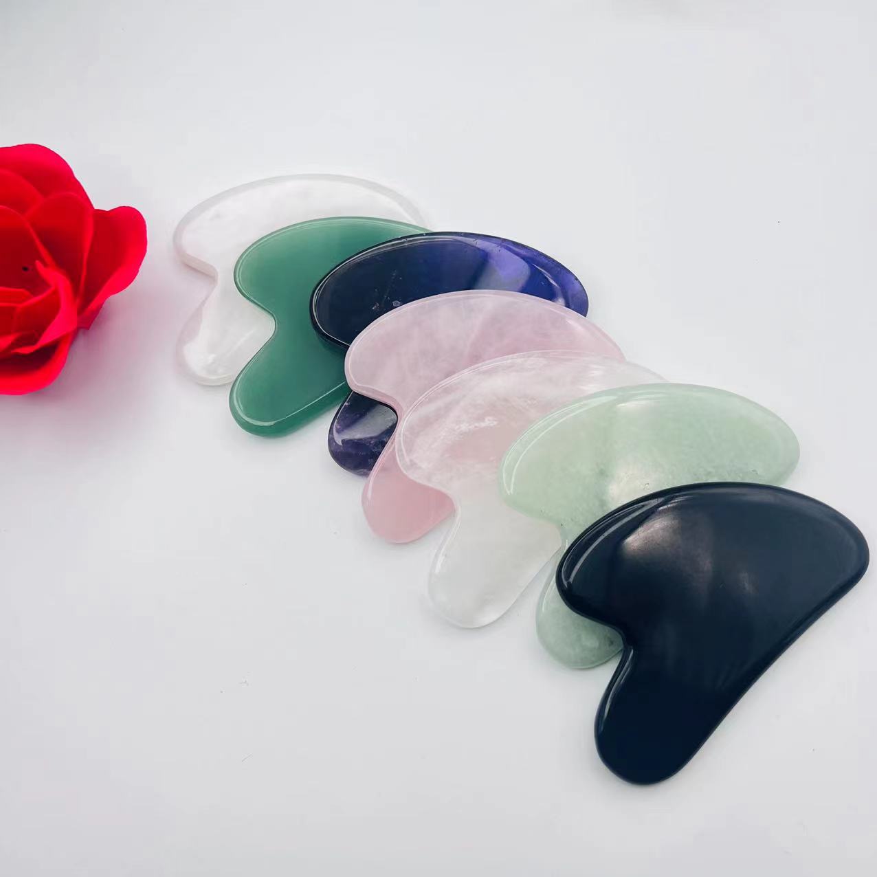 Cross-border selling face eye scraping jade roller double-headed Jade beauty instrument powder Crystal scraping massager