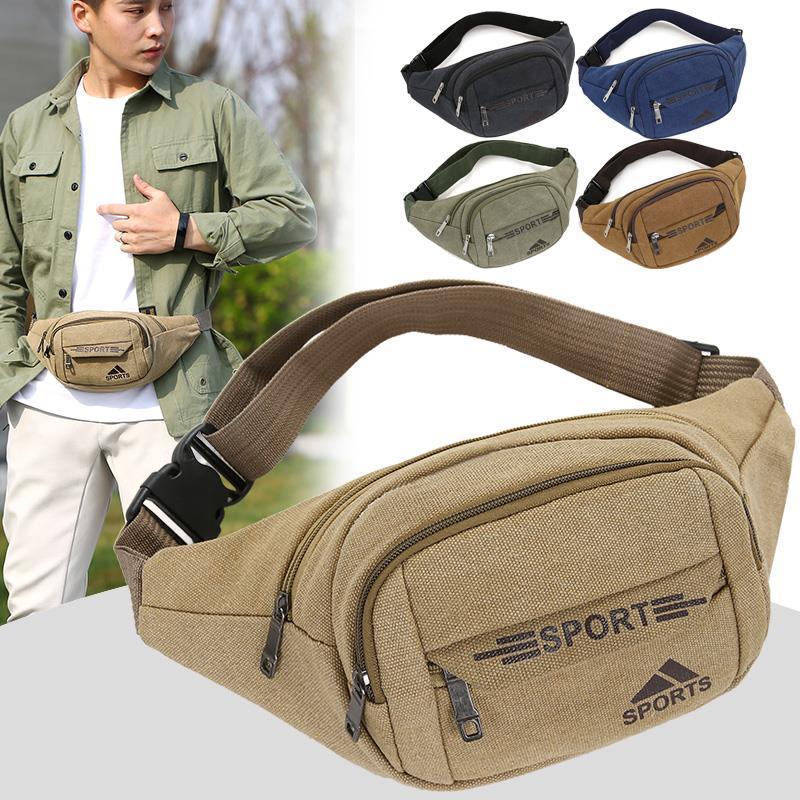 New canvas waist bag outdoor mobile phone waist bag shoulder messenger bag fashion chest bag business cash register bag waist bag wholesale