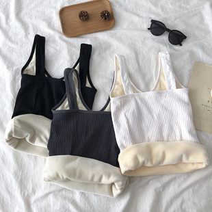 Autumn new thermal underwear camisole padded plus velvet autumn clothing wear student coat women's base 2023