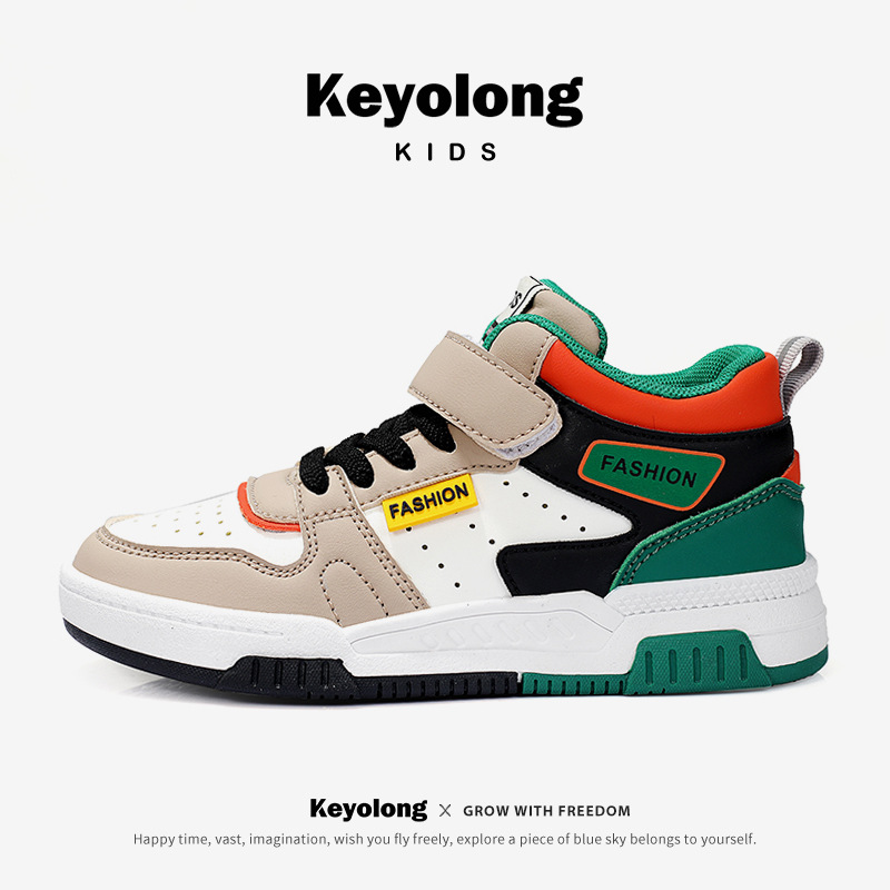 Children's Board Shoes 2025 Spring and Autumn Boys' Leather Waterproof sneaker Girls' Pink Soft Sole Mid-top Casual Board Shoes