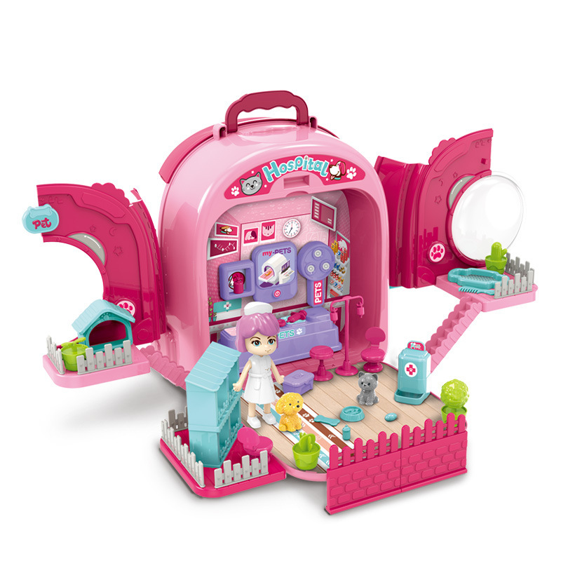 Cross-border Xiongcheng Backpack Toys Backpack for Boys and Girls Role-playing Playhouse Toys Pet Beauty Makeup Kitchen Toys