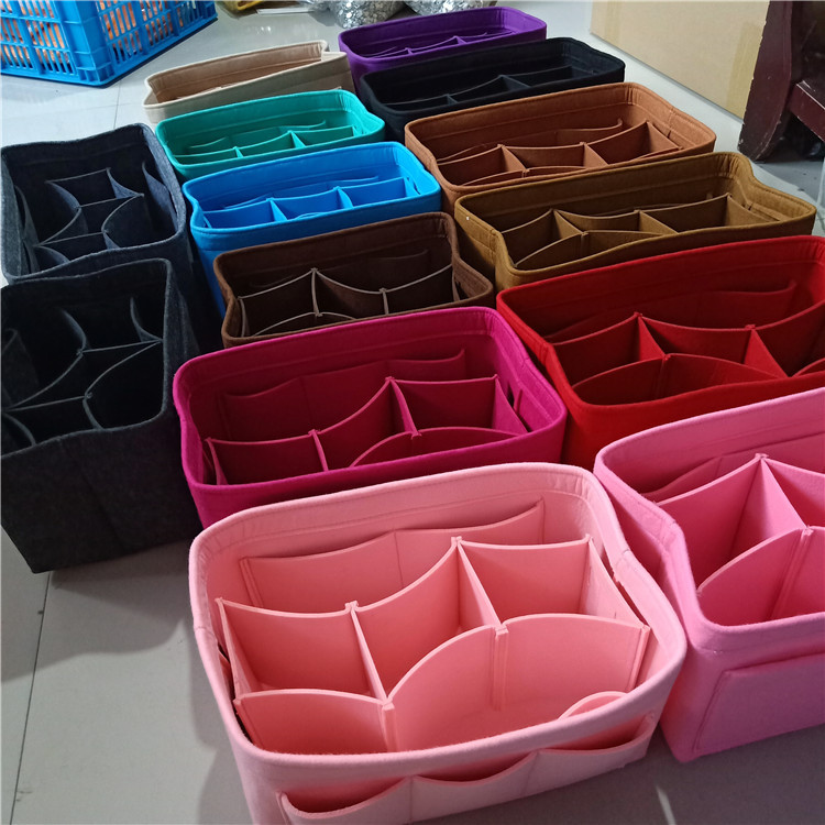 Cross-border creative felt cosmetic bag large capacity felt storage bag wholesale compartment classification storage felt bag - 3