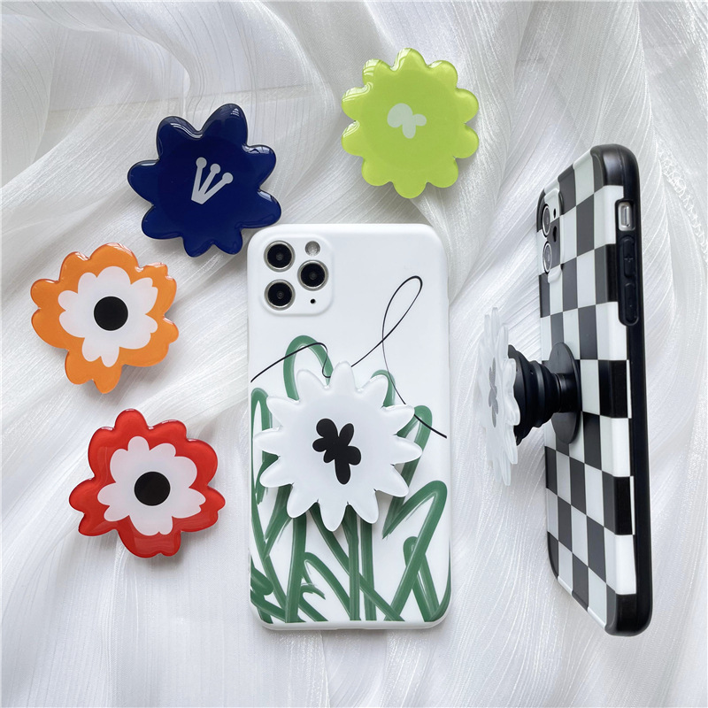 South Korea ins same style printing glue drop flower airbag bracket creative lazy retractable desktop mobile phone bracket DIY - 3